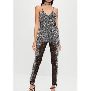 Carli Bybel xMissguided Black Embellished Jumpsuit